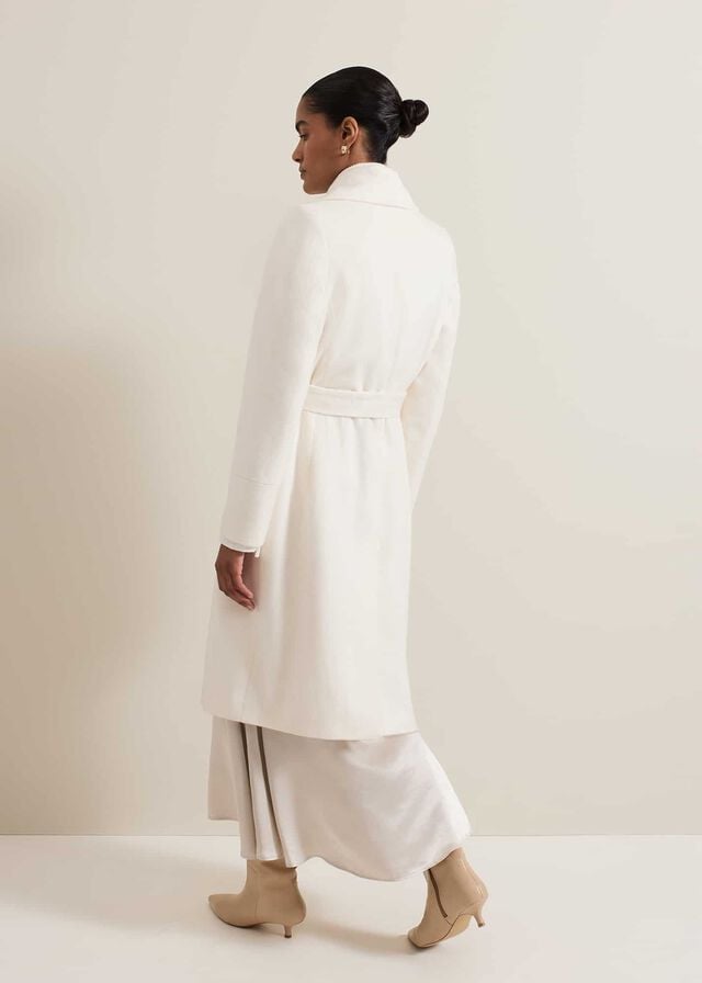 White Phase Eight Nicci Belted Wool Coats | 7835CSGHX