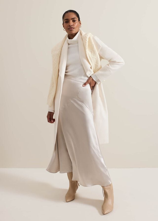 White Phase Eight Nicci Belted Wool Coats | 7835CSGHX