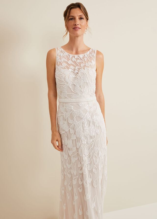 White Phase Eight Ottilie Beaded Wedding Dress | 0174EPTRK