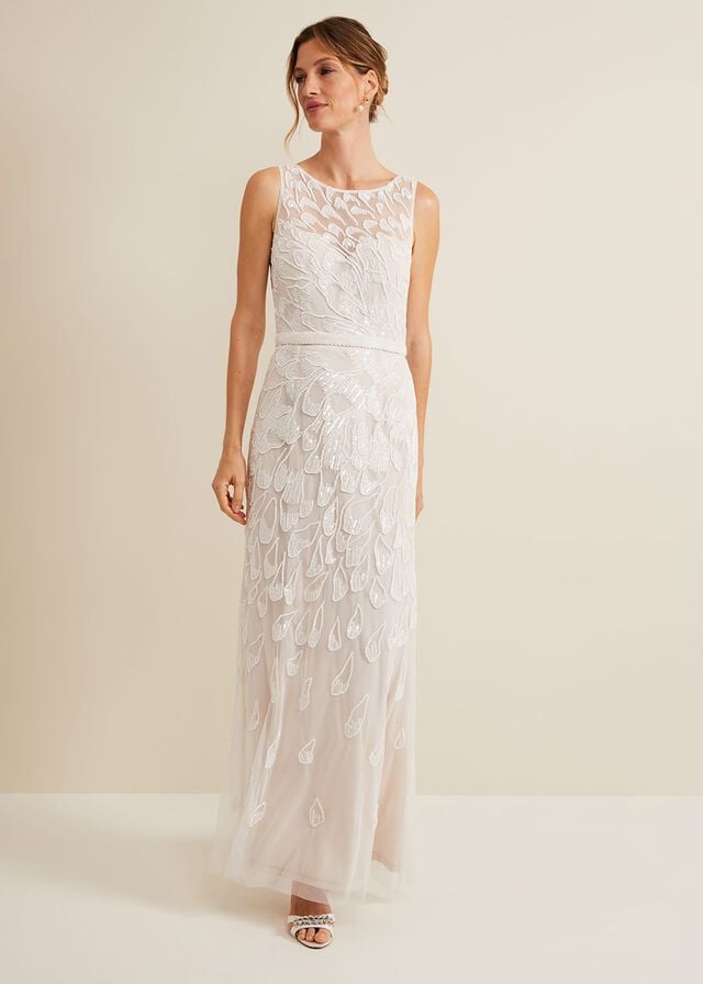 White Phase Eight Ottilie Beaded Wedding Dress | 0174EPTRK