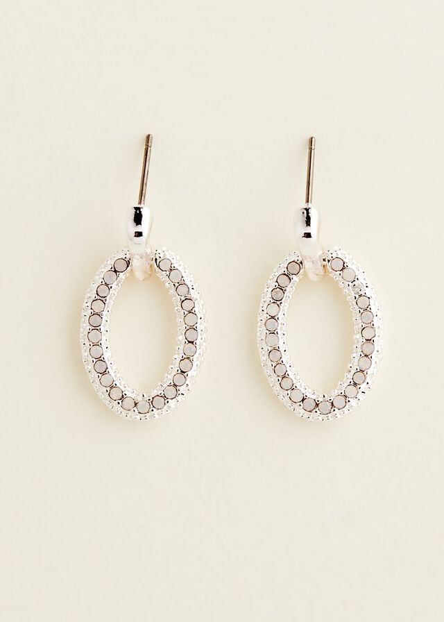 White Phase Eight Oval Stone Drop Jewellery | 0381FOZXI