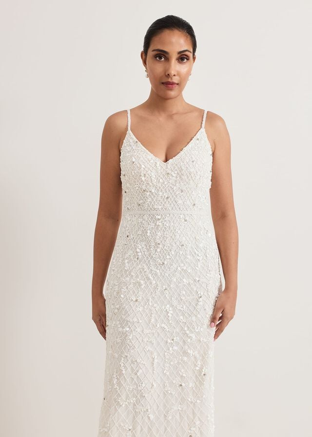 White Phase Eight Petite Alexia Embellished Wedding Dress | 7019LQWFY