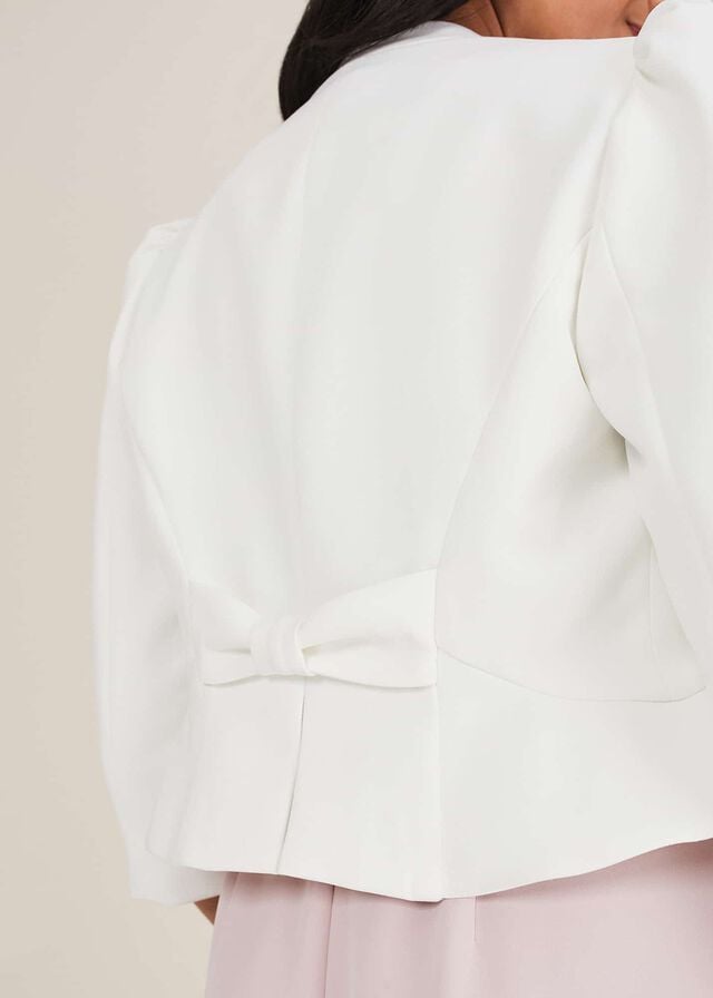 White Phase Eight Petite Isabella Bow Jackets | 9706CGBSL