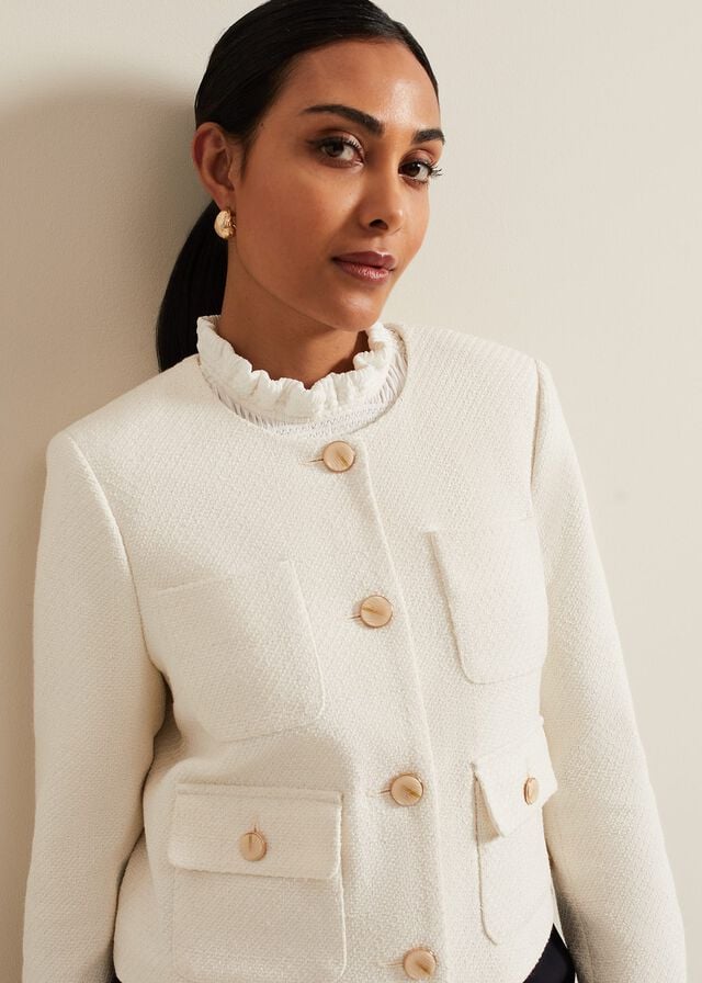 White Phase Eight Petite Ripley Boucle Coats | 1529UKVTF