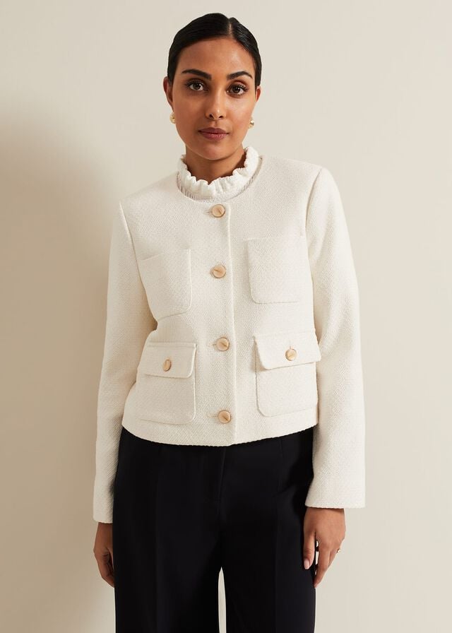 White Phase Eight Petite Ripley Boucle Coats | 1529UKVTF