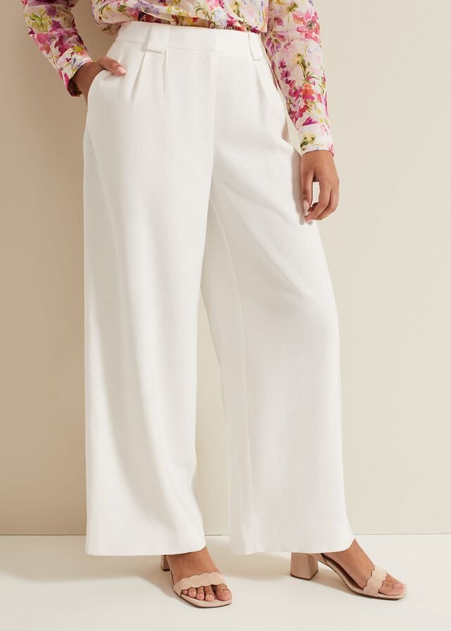 White Phase Eight Petite Tyla Wide Legs Trousers | 9416PTUKG