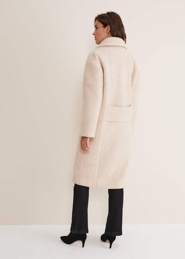 White Phase Eight Quinn Textured Cocoon Coats | 6285XNFDJ