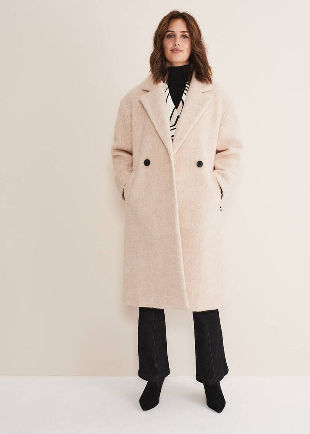 White Phase Eight Quinn Textured Cocoon Coats | 6285XNFDJ