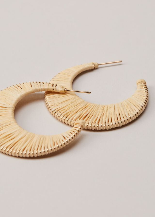 White Phase Eight Raffia Hoop Jewellery | 0851QGHJE