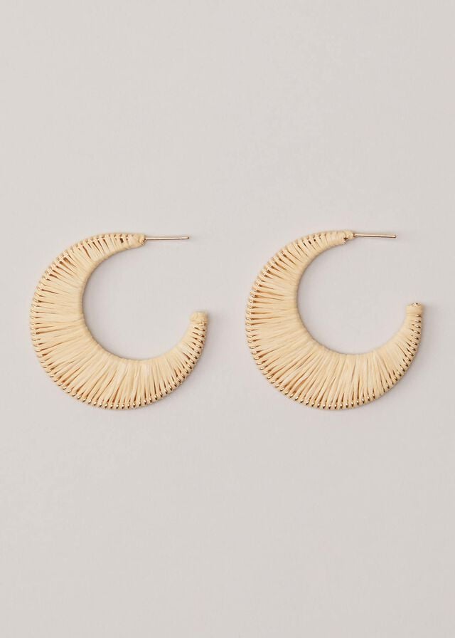 White Phase Eight Raffia Hoop Jewellery | 0851QGHJE