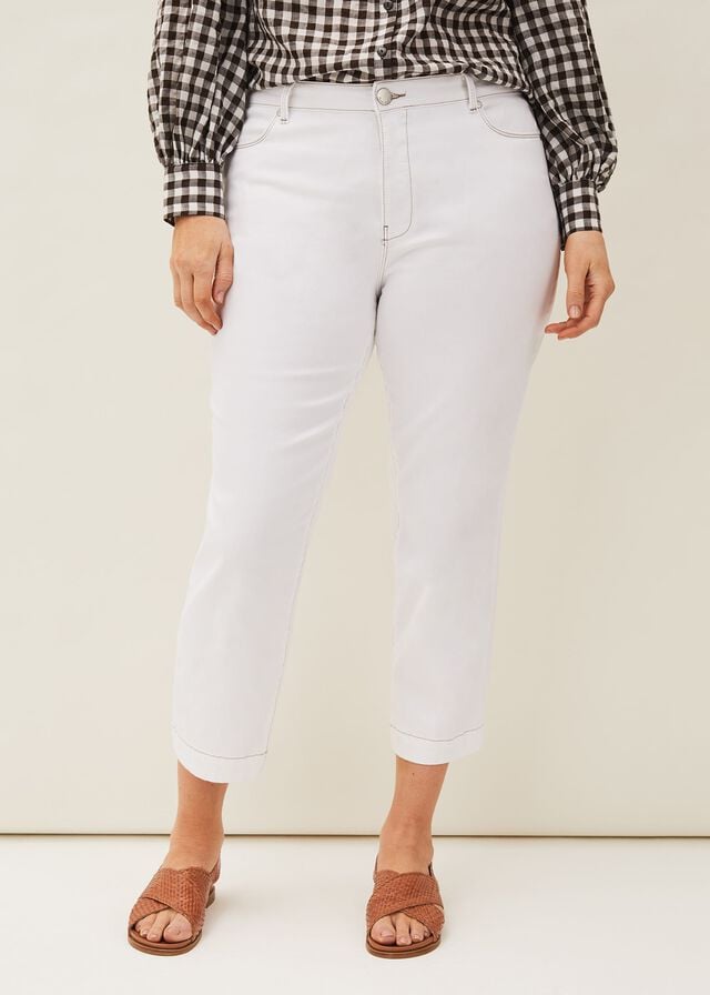 White Phase Eight Ramona Cropped Straight Leg Jeans | 9861XWRGM