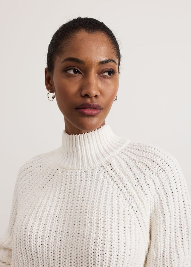 White Phase Eight Reagan Chunky Chenille Knitwear | 8967KFRCH