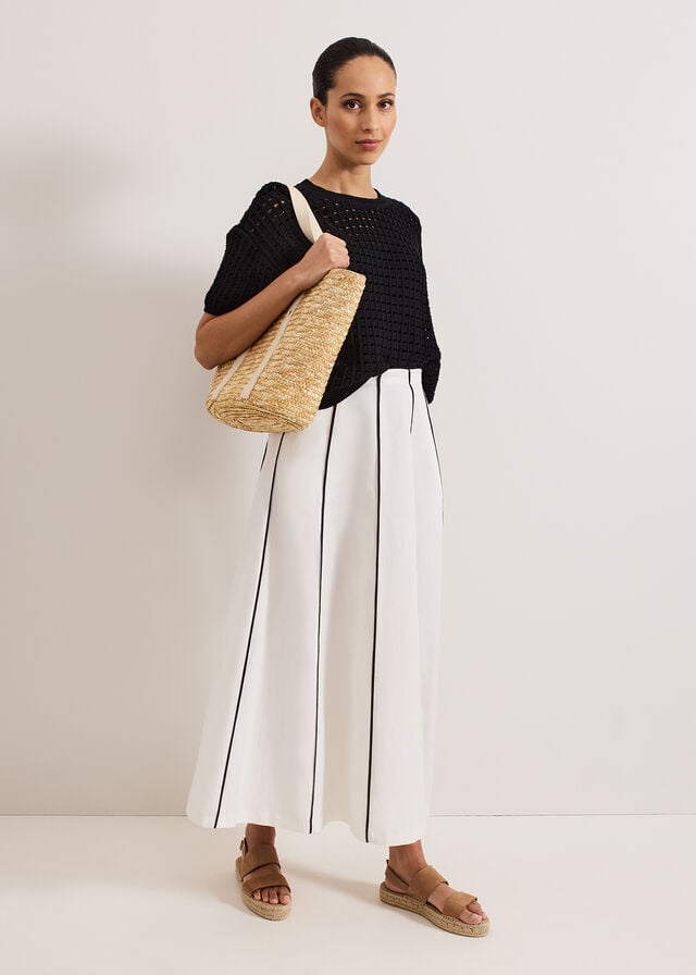 White Phase Eight Rhoden Linen Skirts | 8650DAPYE