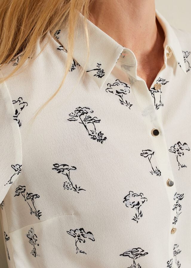 White Phase Eight Riley Printed Shirts | 6093FQHLI