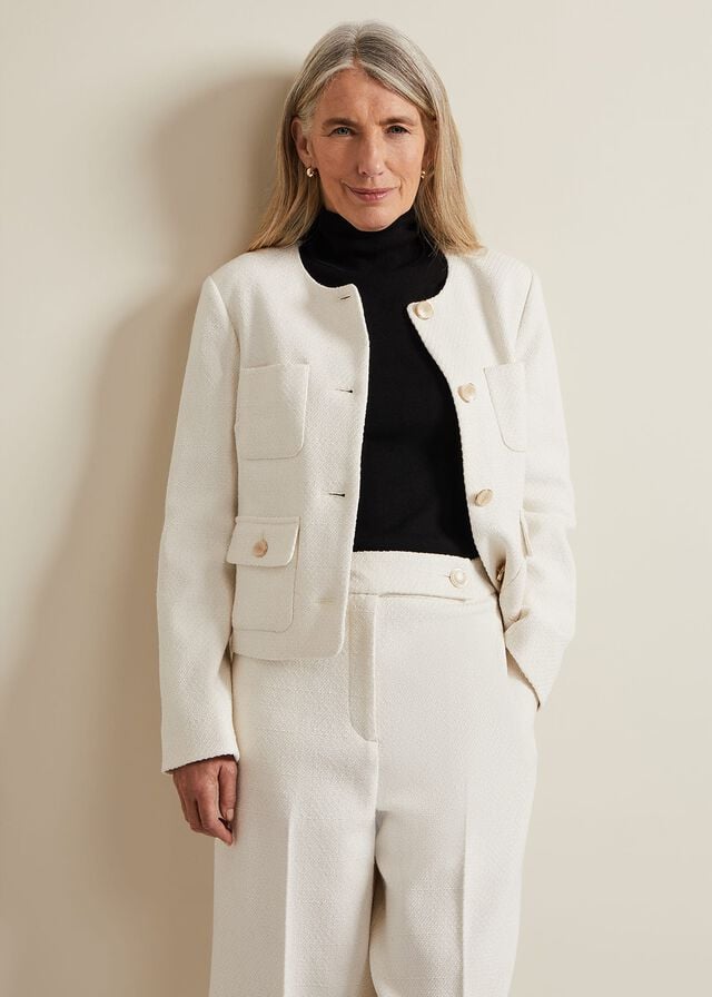 White Phase Eight Ripley Boucle Coats | 0941QELKO