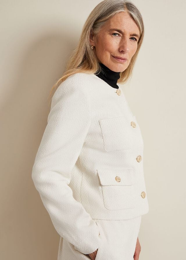 White Phase Eight Ripley Boucle Jackets | 2734IEGBV