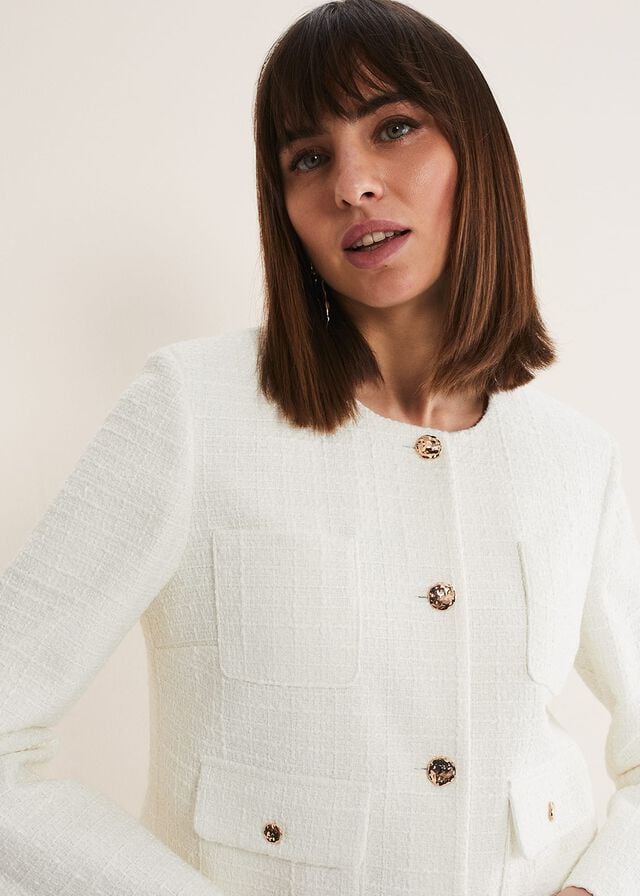 White Phase Eight Ripley Tweed Jackets | 3428GPWAH