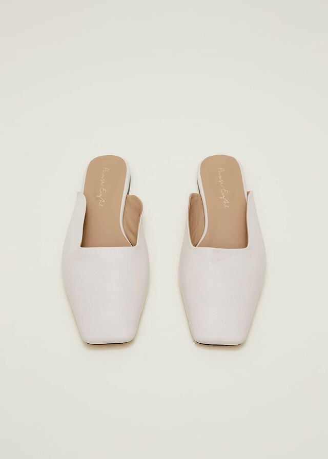 White Phase Eight Slip On Mule Flats | 4728DAVZI