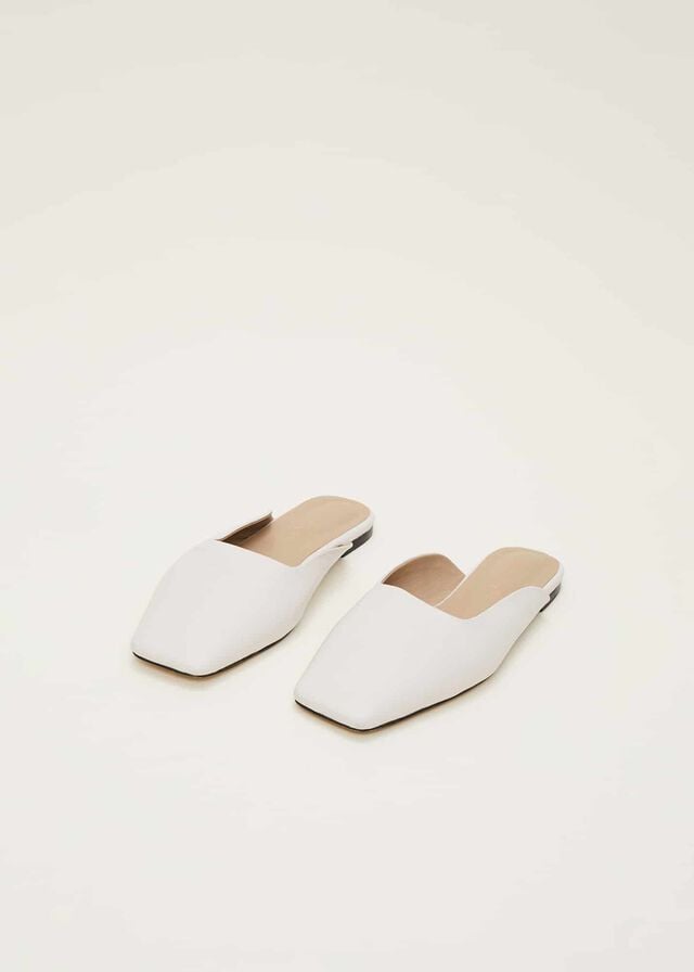 White Phase Eight Slip On Mule Flats | 4728DAVZI