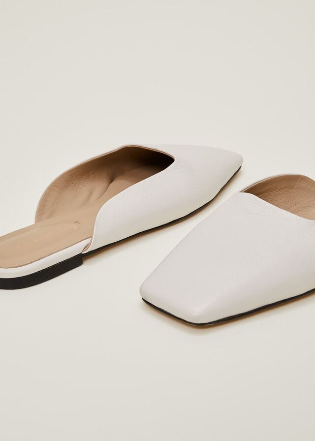 White Phase Eight Slip On Mule Flats | 4728DAVZI