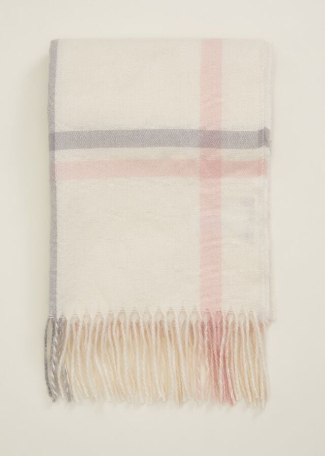 White Phase Eight Sollie Check Scarves | 1794ECHTP