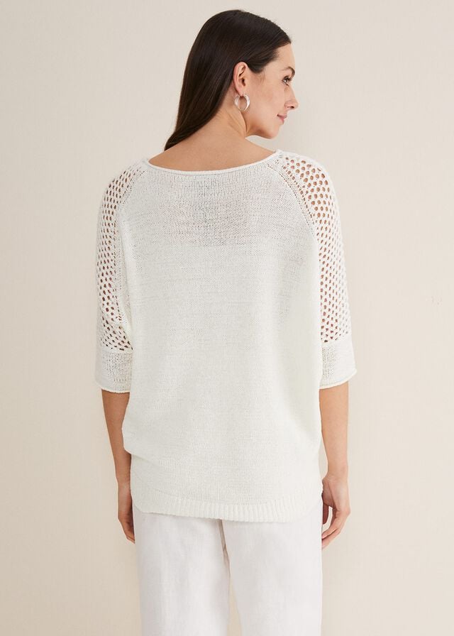 White Phase Eight Sophie Honeycomb Tape Knitwear | 3450LFEPR