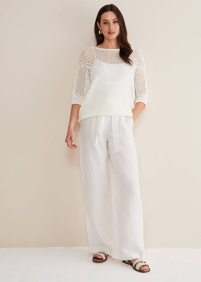 White Phase Eight Sophie Honeycomb Tape Knitwear | 3450LFEPR