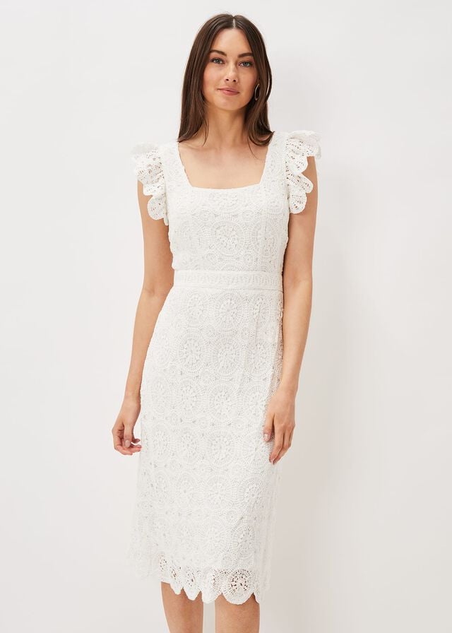 White Phase Eight Tamari Crochet Dress | 3724BNZHL