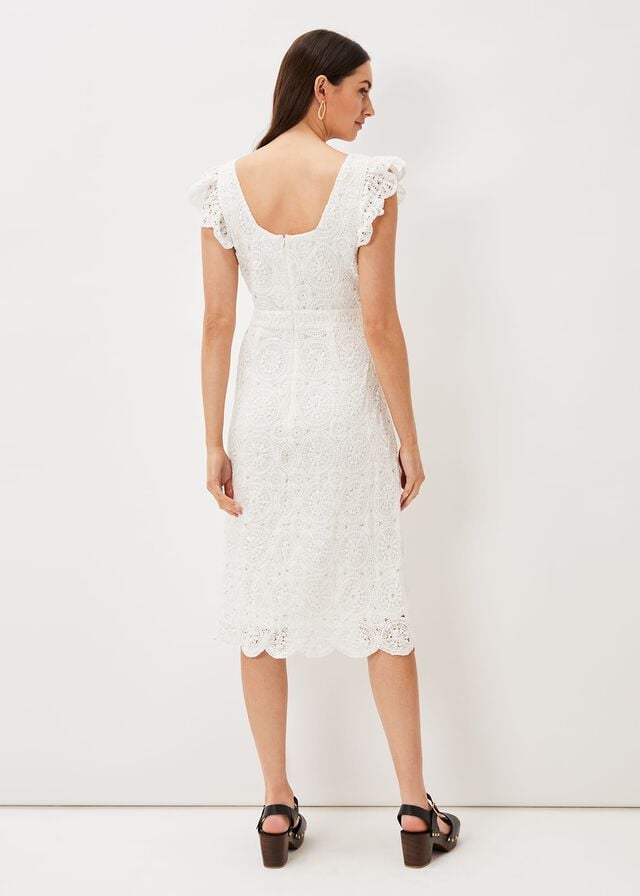 White Phase Eight Tamari Crochet Dress | 3724BNZHL