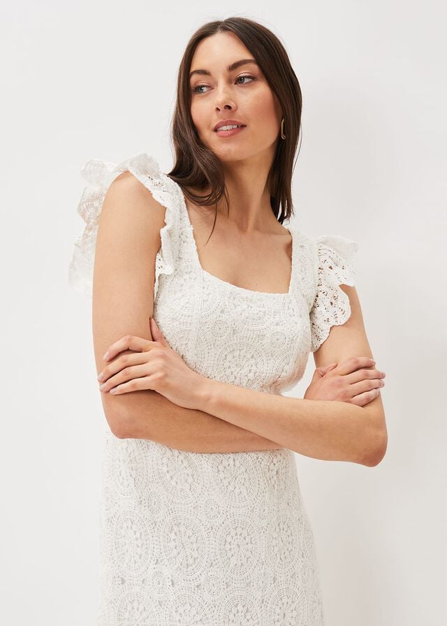 White Phase Eight Tamari Crochet Dress | 3724BNZHL