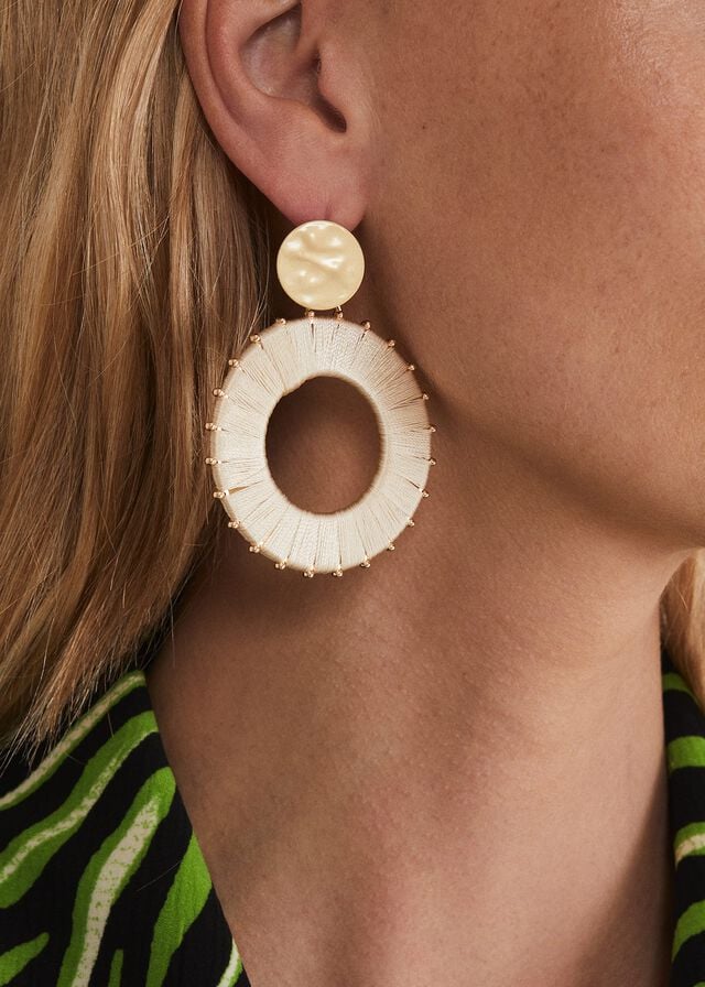 White Phase Eight Threaded Circle Drop Jewellery | 5610LMHVJ