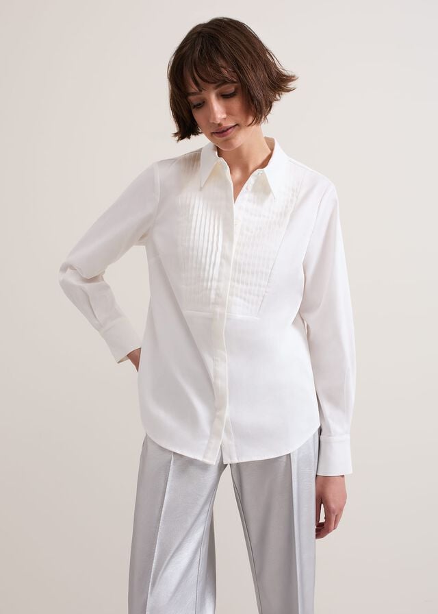 White Phase Eight Tiana Tuxedo Shirts | 6324SVKIO