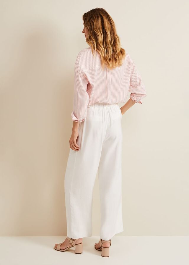 White Phase Eight Tyla Wide Legs Trousers | 9718XAPNO