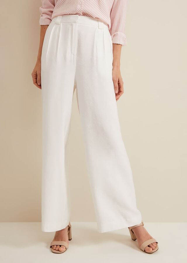 White Phase Eight Tyla Wide Legs Trousers | 9718XAPNO