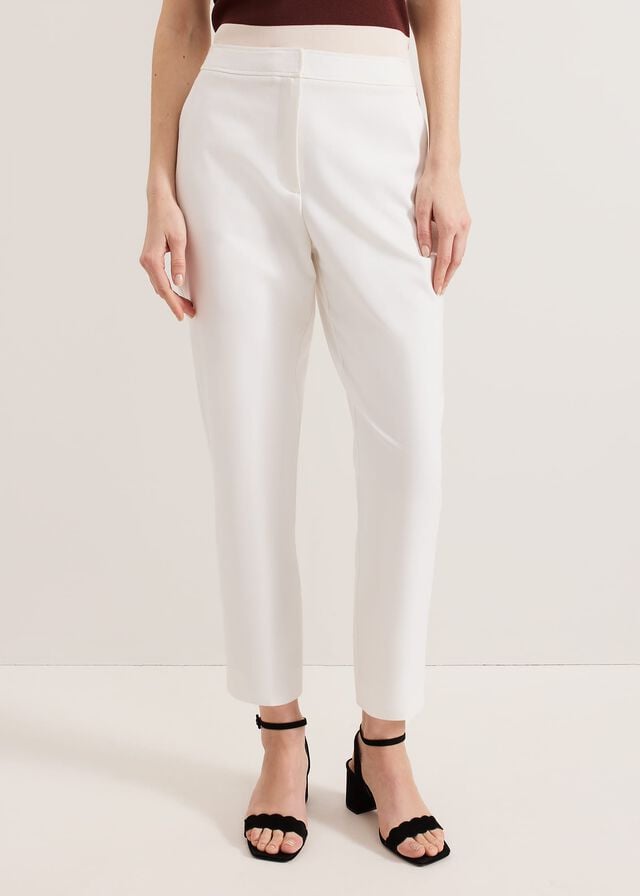 White Phase Eight Ulrica Tapereds Trousers | 6749HTVGR