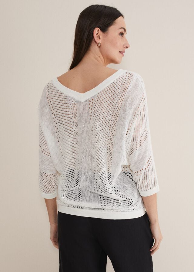 White Phase Eight Vera Pointelle Stitch Knitwear | 2054YTZLF