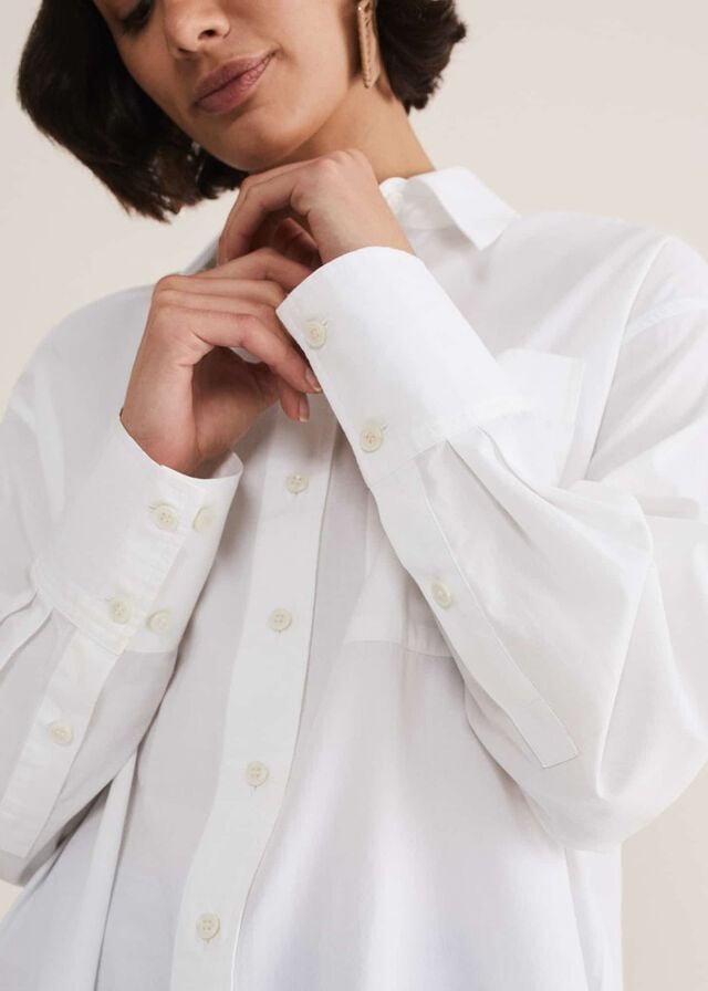 White Phase Eight White Cotton Oversized Shirts | 8906VRUPK