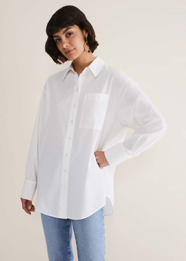 White Phase Eight White Cotton Oversized Shirts | 8906VRUPK