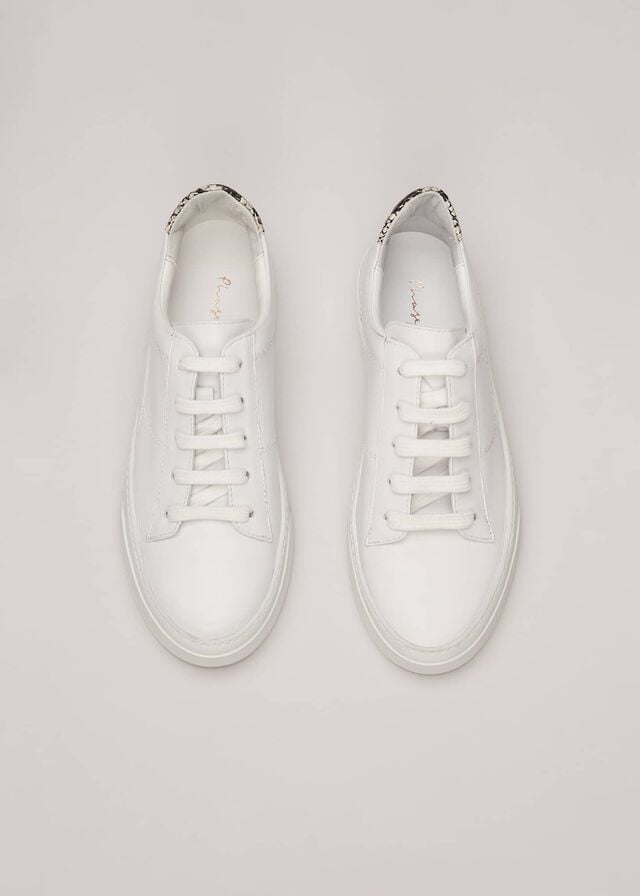 White Phase Eight White Leather Flats | 6314LYSEQ