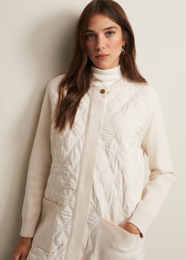 White Phase Eight Zadie Quiltedigan Coats | 3692VDAKT