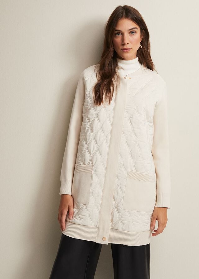 White Phase Eight Zadie Quiltedigan Coats | 3692VDAKT