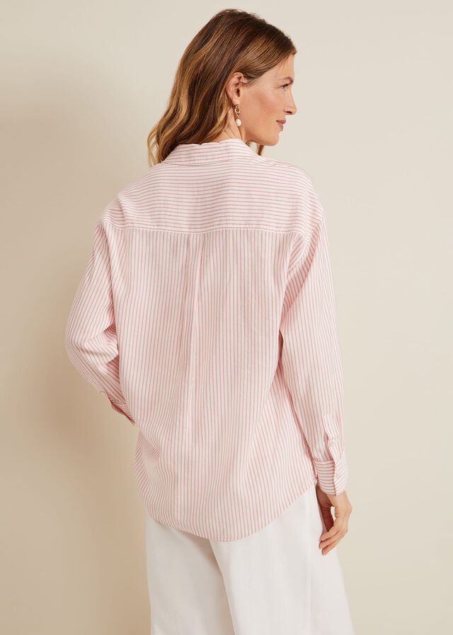 White / Pink Phase Eight Bernice Stripe Shirts | 2378ZJAQS