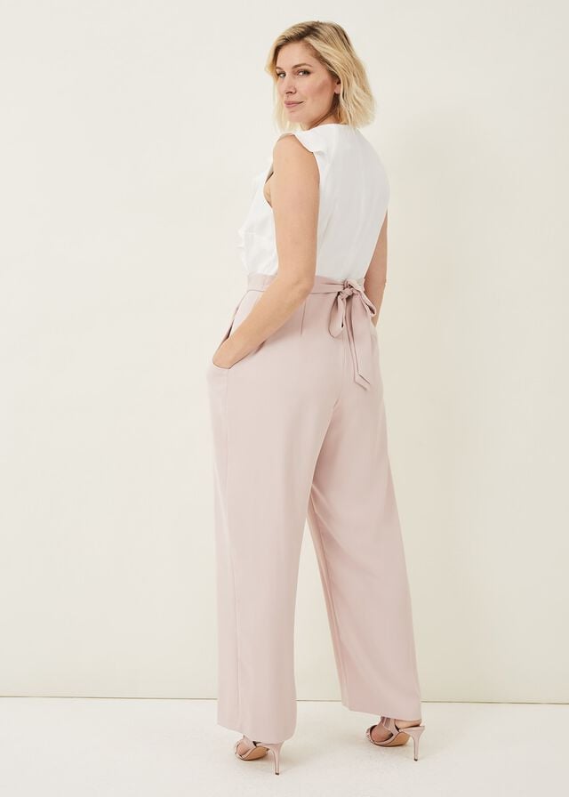 White / Rose Phase Eight Linda Frill Jumpsuit | 8256CHLQK