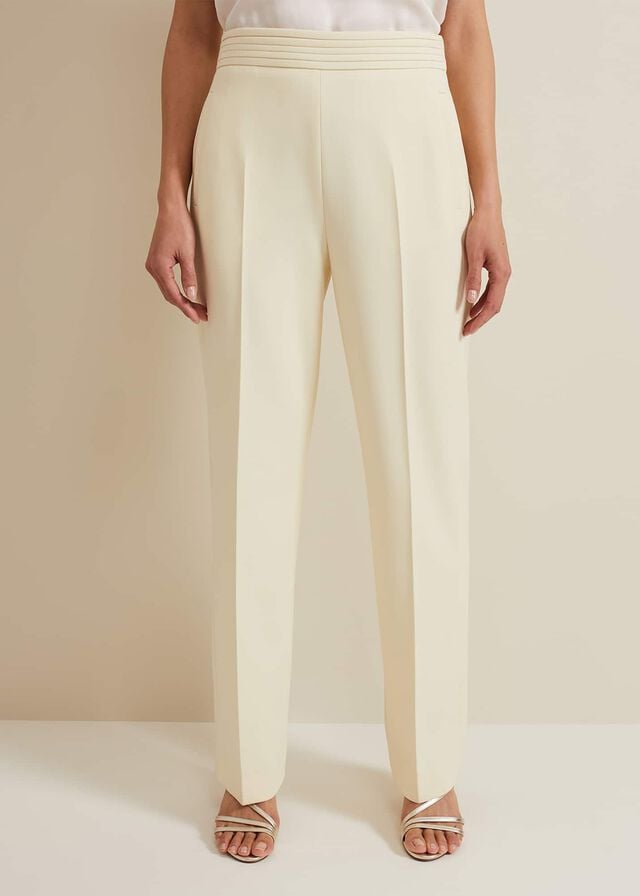 Yellow Phase Eight Alexis Pleat Waistband Trousers | 8930LOUYA