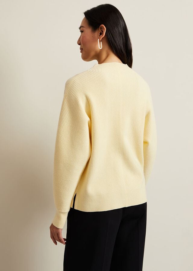 Yellow Phase Eight Hannah Funnel Neck Knitwear | 0476HMPDQ