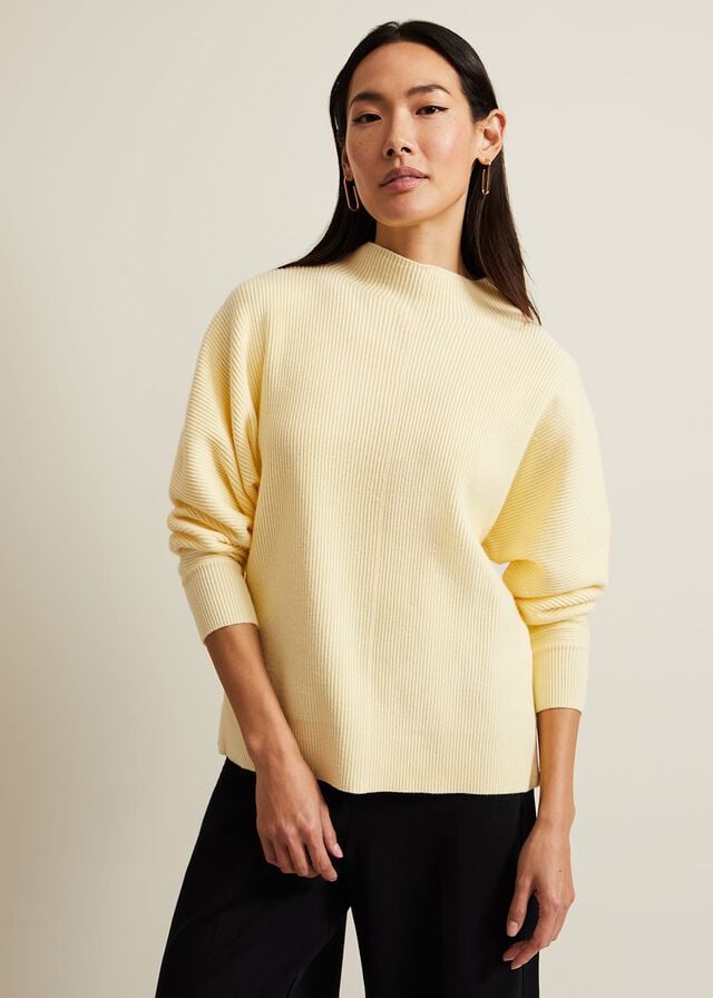 Yellow Phase Eight Hannah Funnel Neck Knitwear | 0476HMPDQ